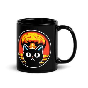 Taza divertida de gatos. NO FUI YO. Gato con explosión nuclear y cara de no haber roto un plato. Regalo original. Color negro