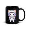 Taza ASTROGATO. El gato astronauta. Si te gusta el espacio y los gatos, esta es la taza más original que puedes comprar o regalar. Ideal para cumpleaños para esa persona con espaciotrastorno y gusto por los michis. Color negro