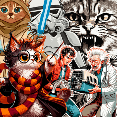 DISEÑOS PELÍCULAS MÍTICAS DEL CINE. Camisetas de gatos divertidas. Sudaderas originales de gatos. Regalos para amantes de los felinos.