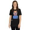 Camiseta de gato gamer 7 vidas negra chica