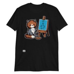 Camiseta gato pintor divertida negro