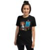 Camiseta gato pintor divertida negro chica