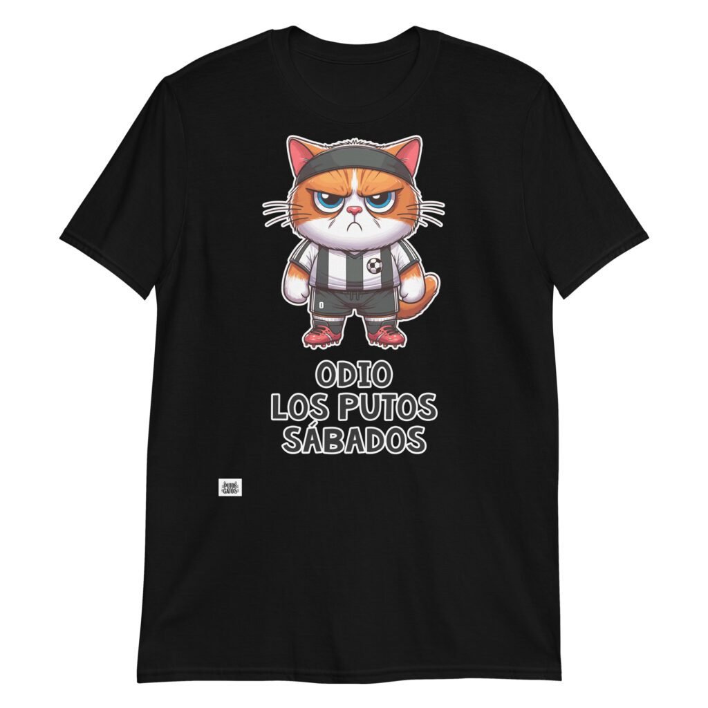 Camiseta gato odio los sábados negro