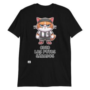 Camiseta gato odio los sábados negro