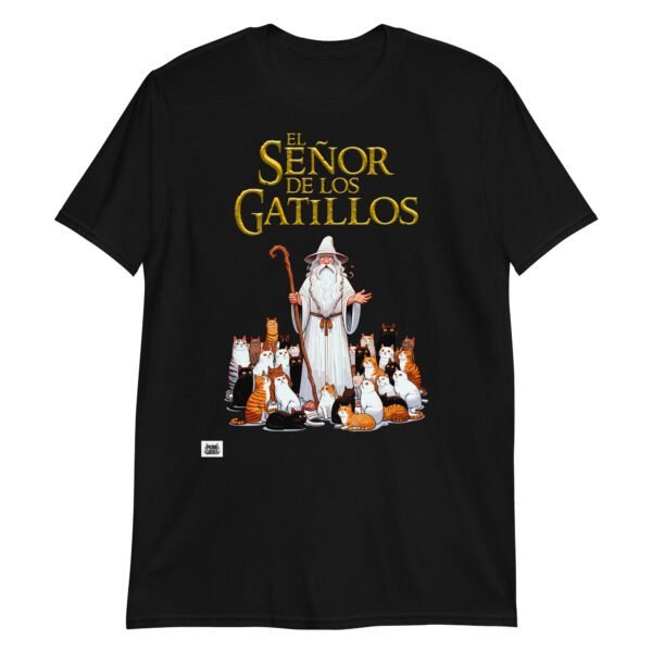 Camiseta gatos EL SEÑOR DE LOS GATILLOS negro