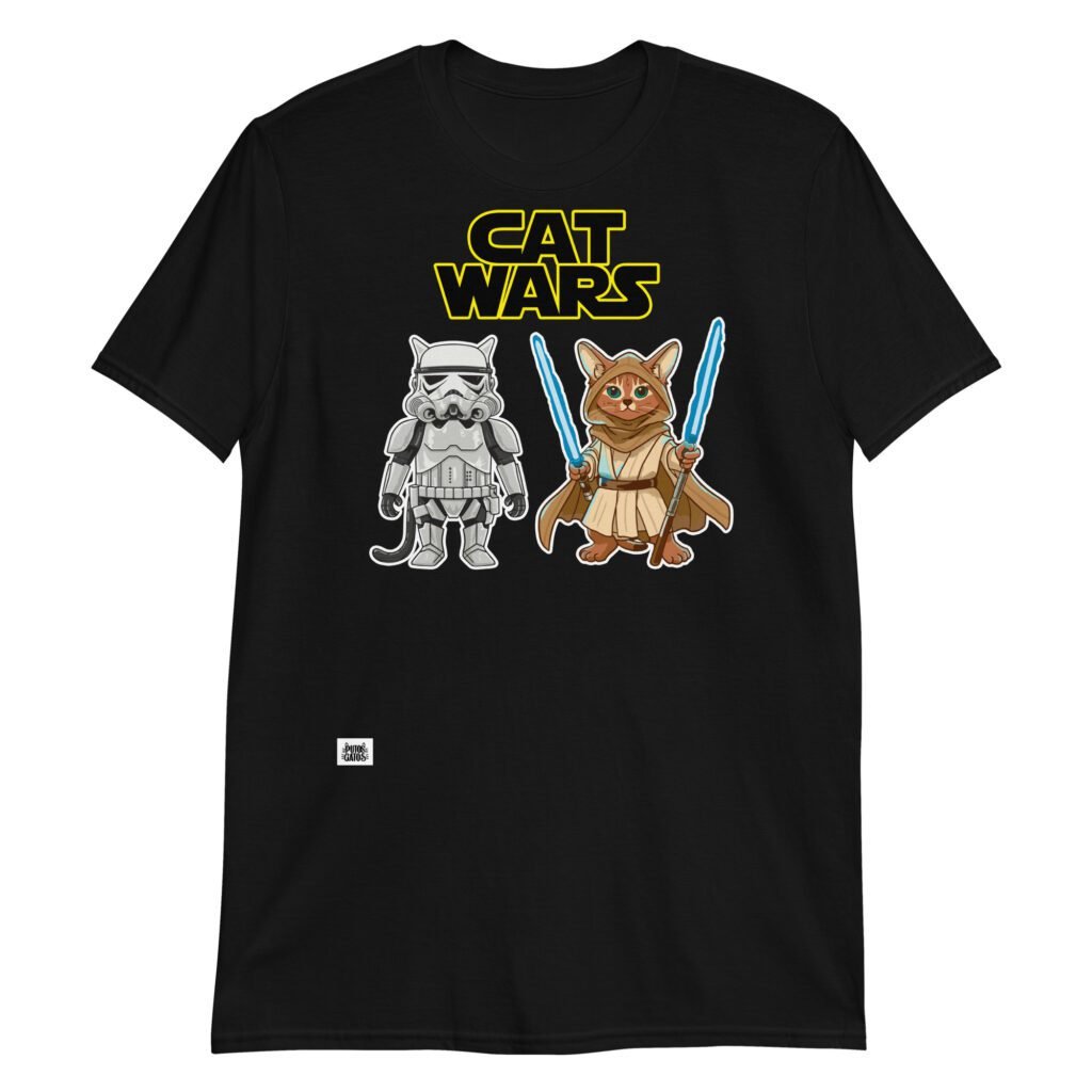 Camiseta gatos CAT WATS negro