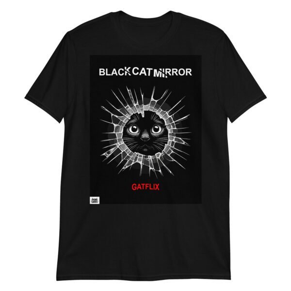 Camiseta gatos BLACK CAT MIRROR negro