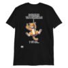 Camiseta divertida de gatos. DUERMO 16H DIARIAS Y TÚ NO. Camisetas originales para amantes de los gatos. Color negro