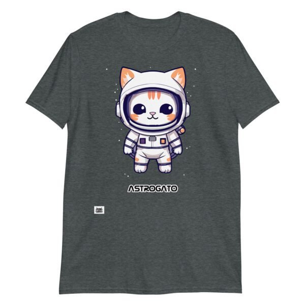 Camiseta de gato astronauta AstroGato gris jaspeado