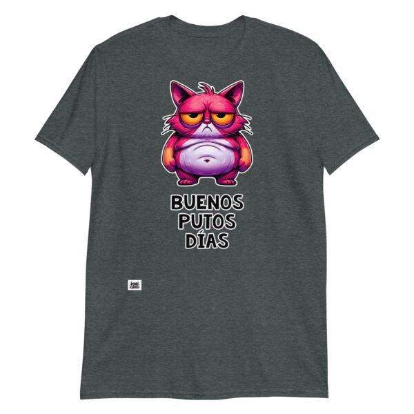 Camiseta de gato buenos putos días gris oscuro