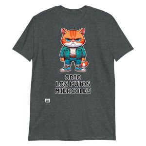 Camiseta gato odio los miércoles gris oscuro