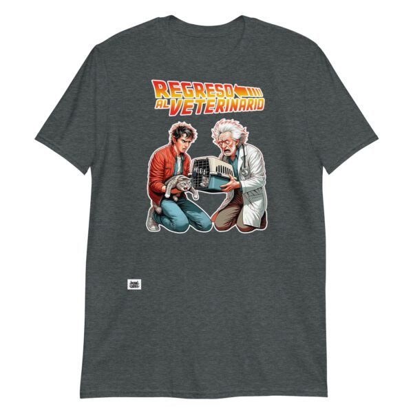 Camiseta gatos REGRESO AL VETERINARIO gris oscuro