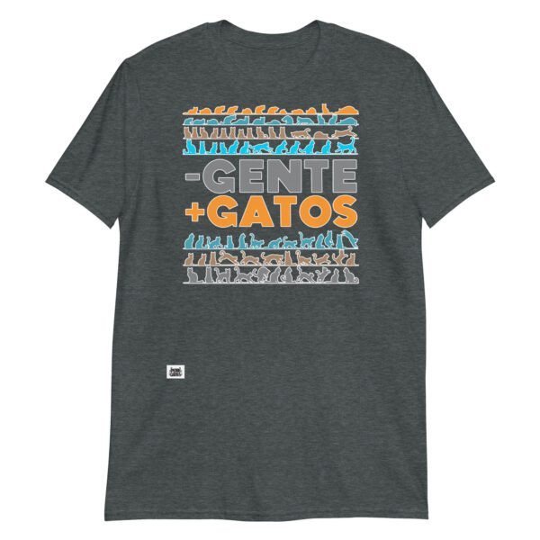 Camiseta menos gente más gatos gris oscuro