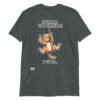 Camiseta divertida de gatos. DUERMO 16H DIARIAS Y TÚ NO. Camisetas originales para amantes de los gatos. Color gris oscuro