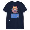 Camiseta de gato gamer 7 vidas azul marino