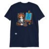 Camiseta gato pintor divertida azul
