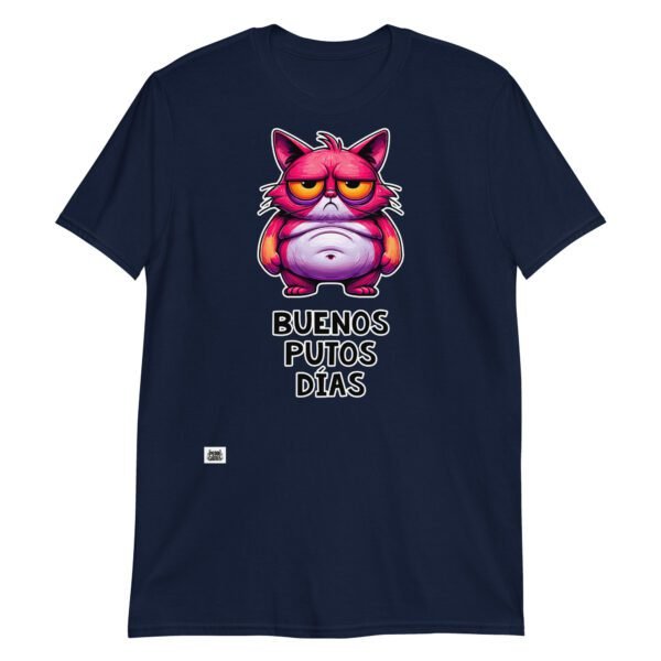 Camiseta de gato buenos putos días azul