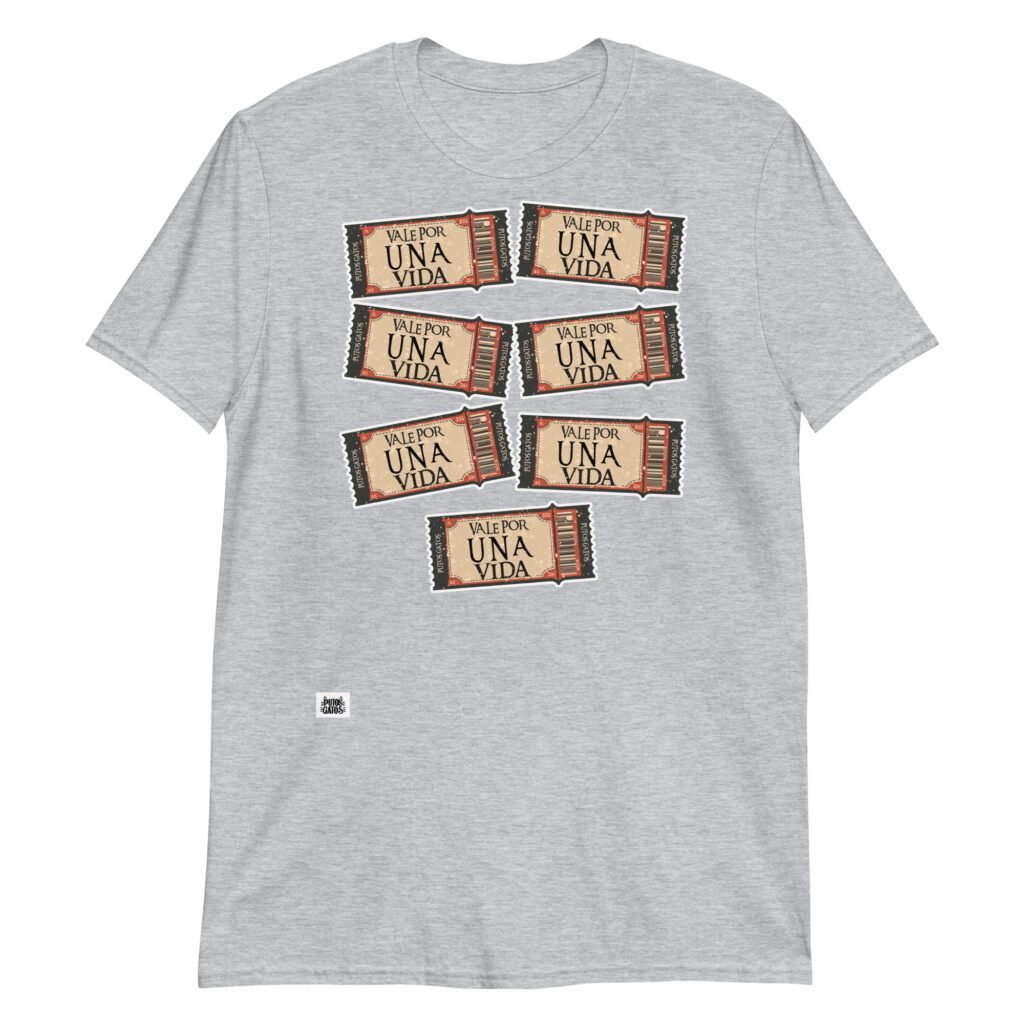Camiseta gatos 7 vales de 1 vida gris