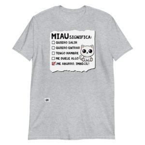 Camiseta de gatos significado de miau gris