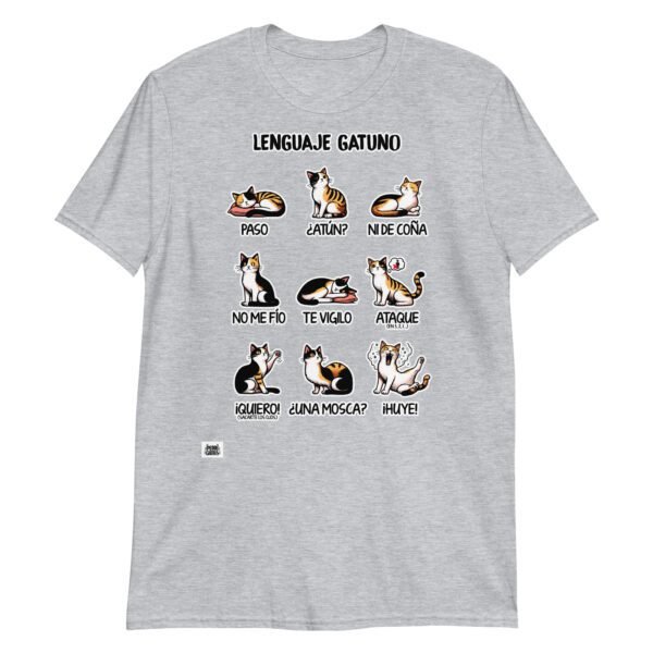 Camiseta de gatos lenguaje gatuno gris