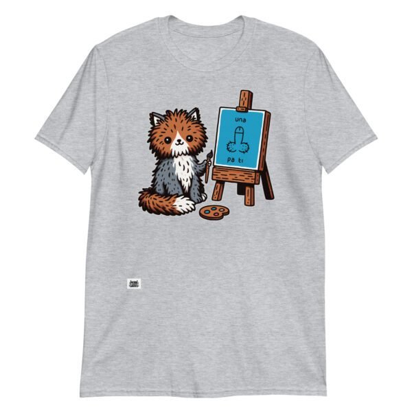 Camiseta gato pintor divertida gris