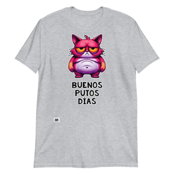 Camiseta de gato buenos putos días gris