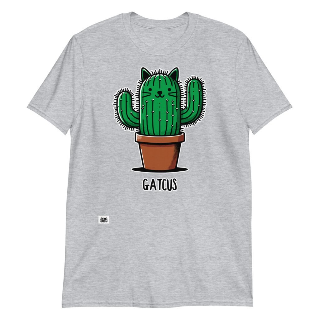 Camiseta Gatcus el gato cactus gris
