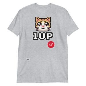 Camiseta gato gamer 1up gris