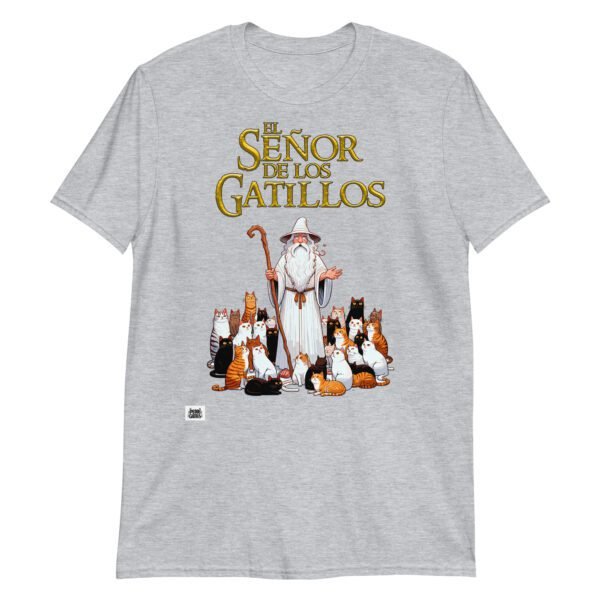 Camiseta gatos EL SEÑOR DE LOS GATILLOS gris