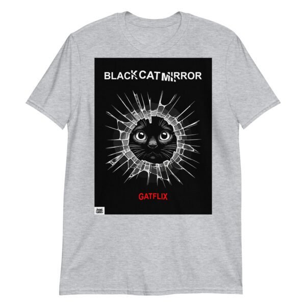 Camiseta gatos BLACK CAT MIRROR gris