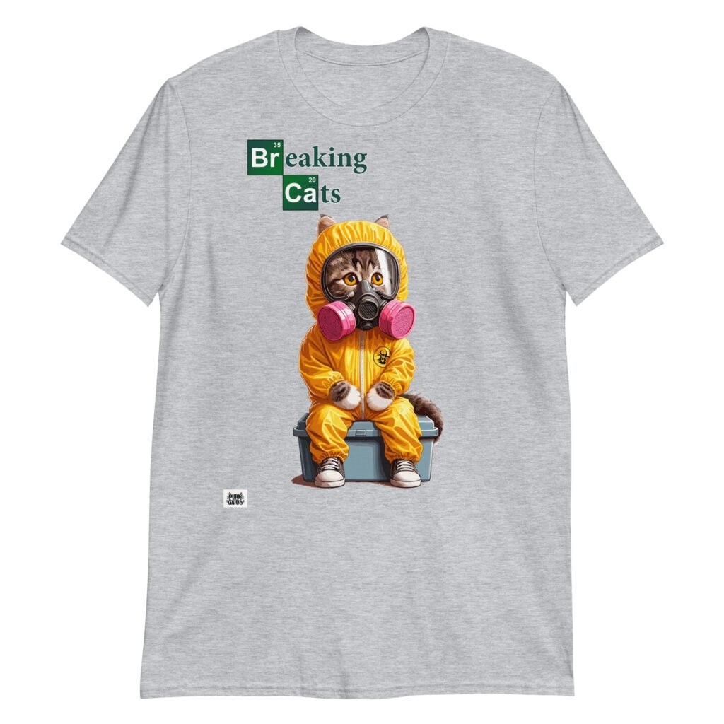 Camiseta gatos BREAKING CATS gris