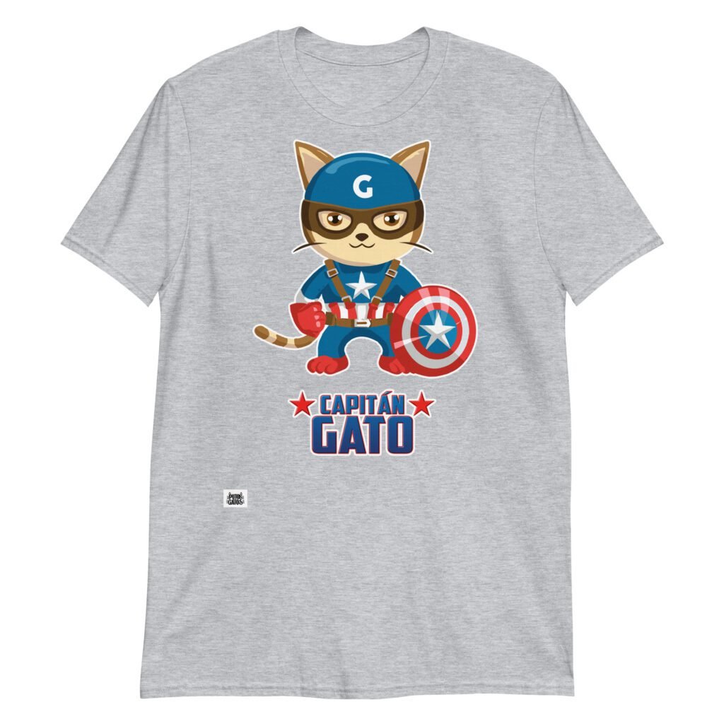 Camiseta gatos CAPITÁN GATO gris