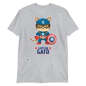 Camiseta gatos CAPITÁN GATO gris