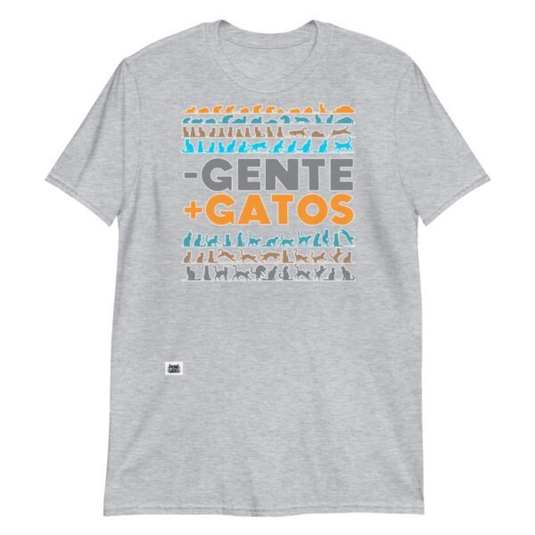 Camiseta menos gente más gatos gris