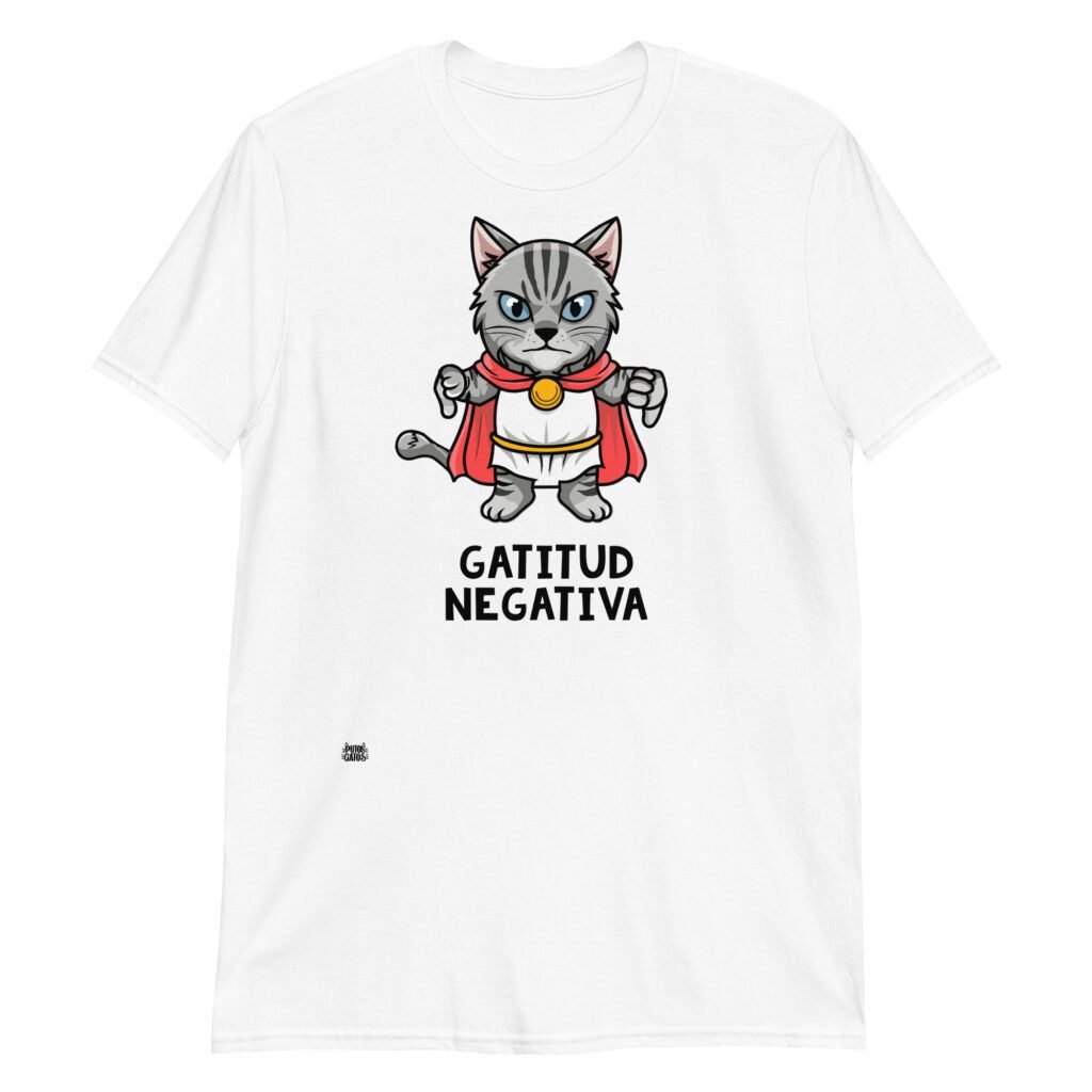 Camiseta de gato Gatitud Negativa blanco