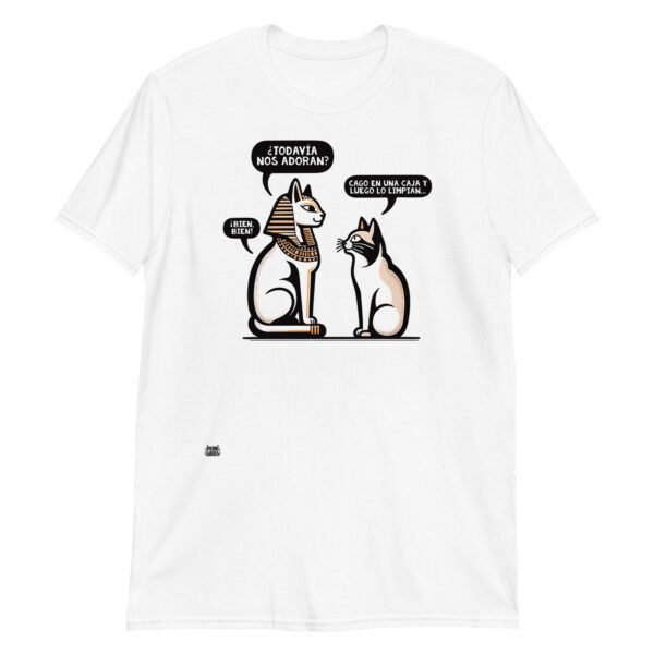 Camiseta gato egípcio y gato moderno blanco