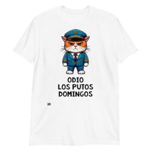 Camiseta gato odio los domingos blanco