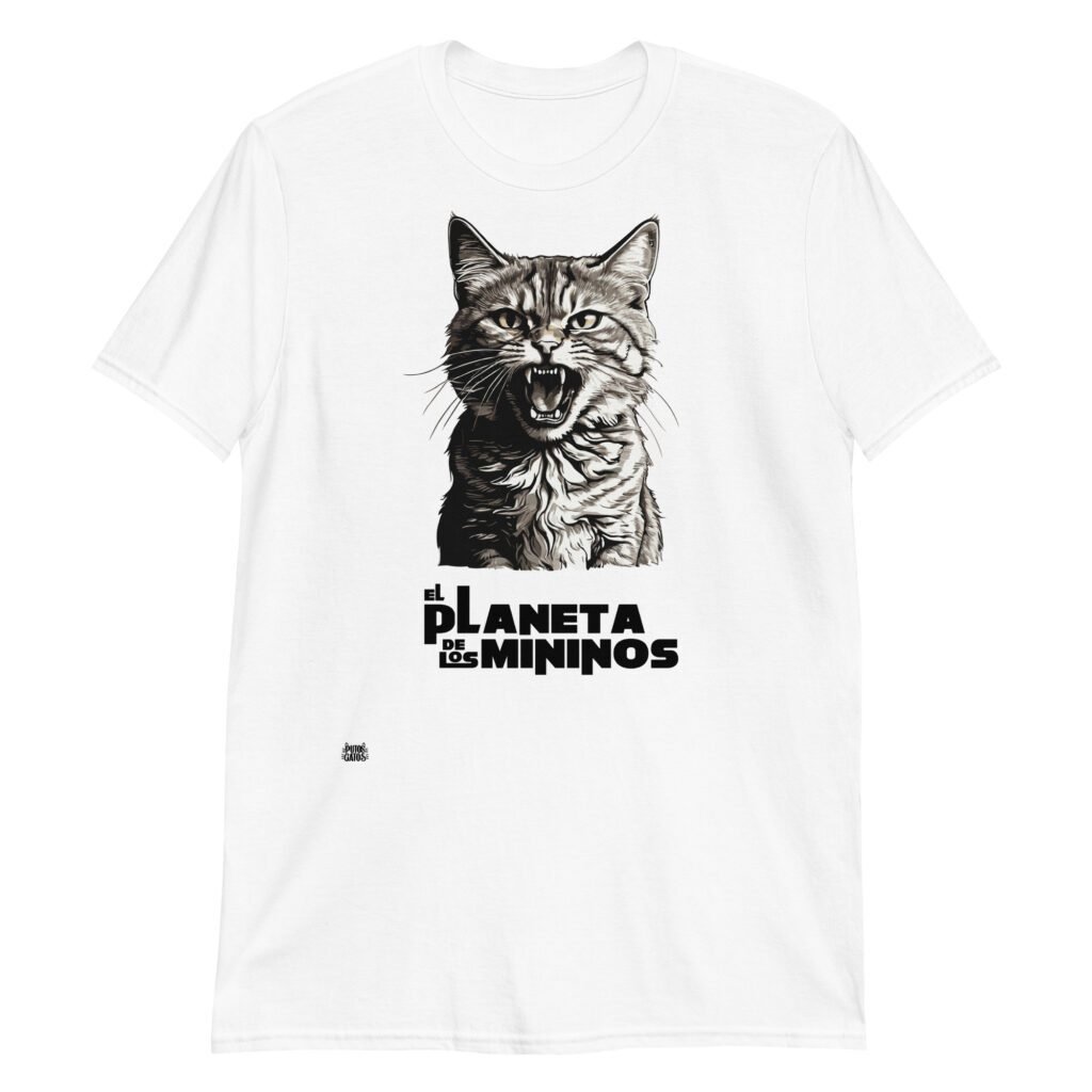 Camiseta gatos EL PLANETA DE LOS MININOS blanco