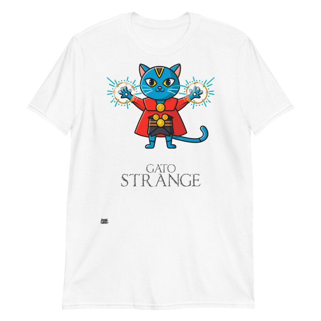Camiseta gatos GATO STRANGE blanco