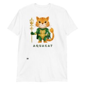 Camiseta de gatos AquaCat, el gato rey del mar  blanco