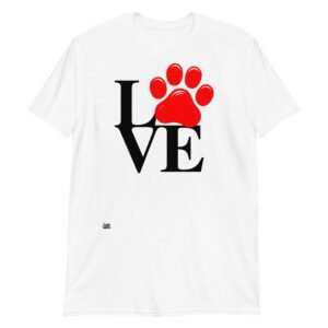 Camiseta LOVE zarpa de gato blanco