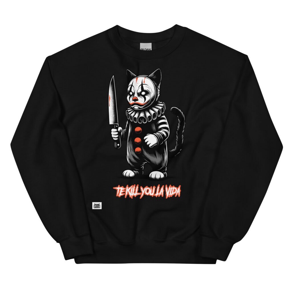 Sudadera gato TE KILL YOU LA VIDA negro