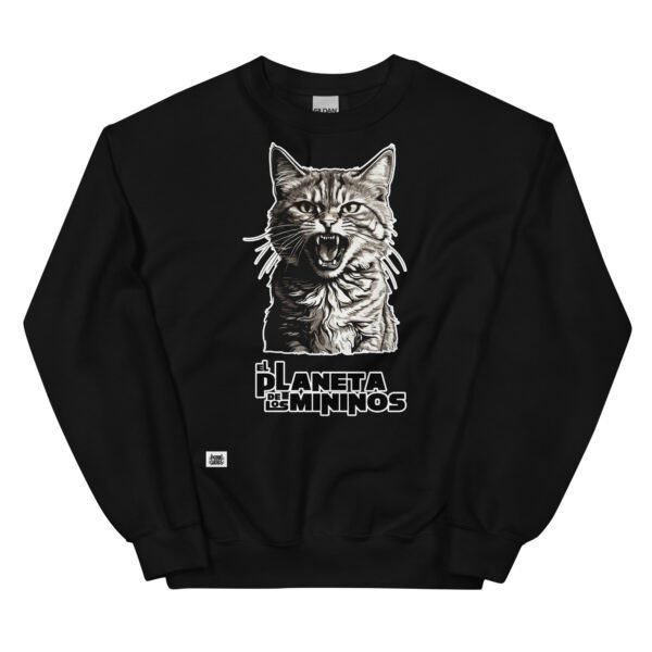 Sudadera original de gatos. EL PLANETA DE LOS MININOS. Inspirada en la famosa película El Planeta e los Simios. Para amantes de los michis y del cine. Color negro