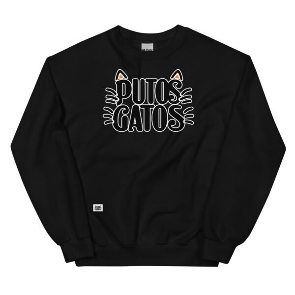 Sudadera original Putos Gatos. Logo de Putos Gatos. Sudaderas divertidas para amantes de los gatos. Color negro