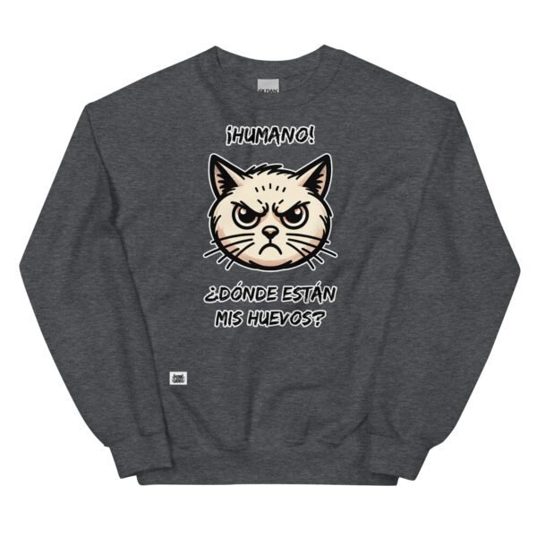 Sudadera gato ¿DÓNDE ESTÁN MIS HUEVOS? gris oscuro