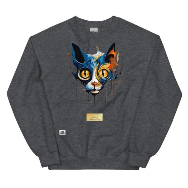 Sudadera divertida el gato de DALÍ. Sudadera original inspirada en el estilo del artista. Para amantes del arte y los gatos. Color gris oscuro