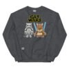 Sudadera original de gatos. CAT WARS. Inspirada en la mítica saga Star Wars. Gato stormtrooper y gato jedi. Para los más frikis y amantes de los gatos. Que la fuerza te acompañe. Yo soy tu padre. Color gris oscuro