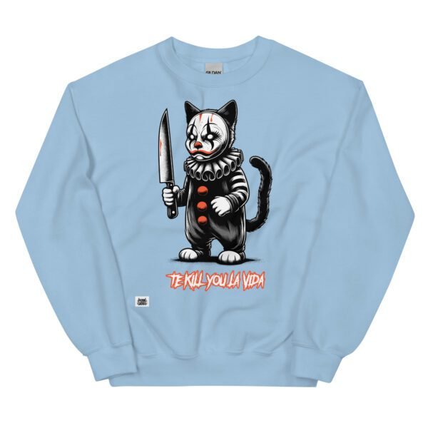 Sudadera gato TE KILL YOU LA VIDA azul