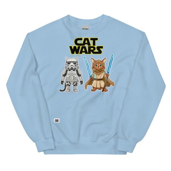 Sudadera original de gatos. CAT WARS. Inspirada en la mítica saga Star Wars. Gato stormtrooper y gato jedi. Para los más frikis y amantes de los gatos. Que la fuerza te acompañe. Yo soy tu padre. Color azul