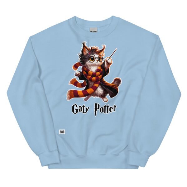 Sudadera original de gatos. GATY POTTER. Inspirada en la saga de Harry Potter. Para amantes de la magia y los mininos. Color azul